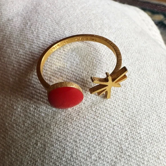 Joan Miró Gold-Plated Dot & Star Cuff Ring 24k Gold Fill New in Box - Picture 5 of 10